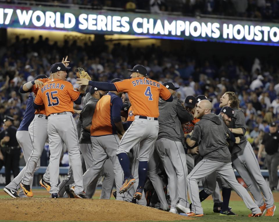 The Houston Astros won the 2017 World Series, and their playoff share bonus is record-breaking. (AP Photo)