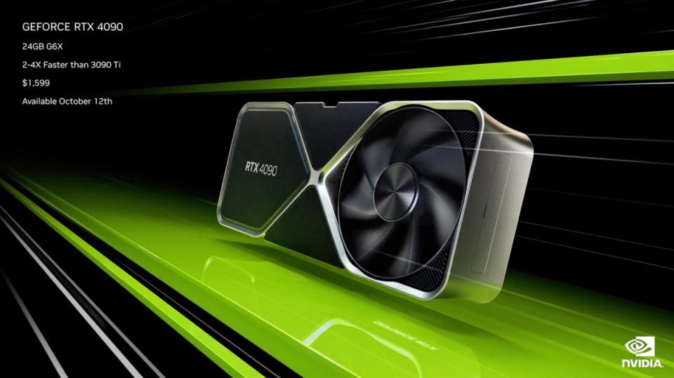 ▲GeForce RTX 4090將會在今年10月12日正式上市，預計以1599美元價格銷售