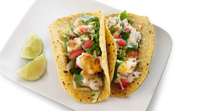 two seafood tacos