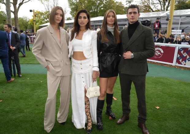 Jospehine Skriver, Farnoush Hamidian, Desire Cordero, and Xavier Serrano attend the Qatar Prix de l'Arc de Triomph with Visit Qatar at the Longchamp Racecourse.<p>Dave Benett/Getty Images</p>