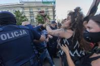 LGBT supporters protest in Warsaw