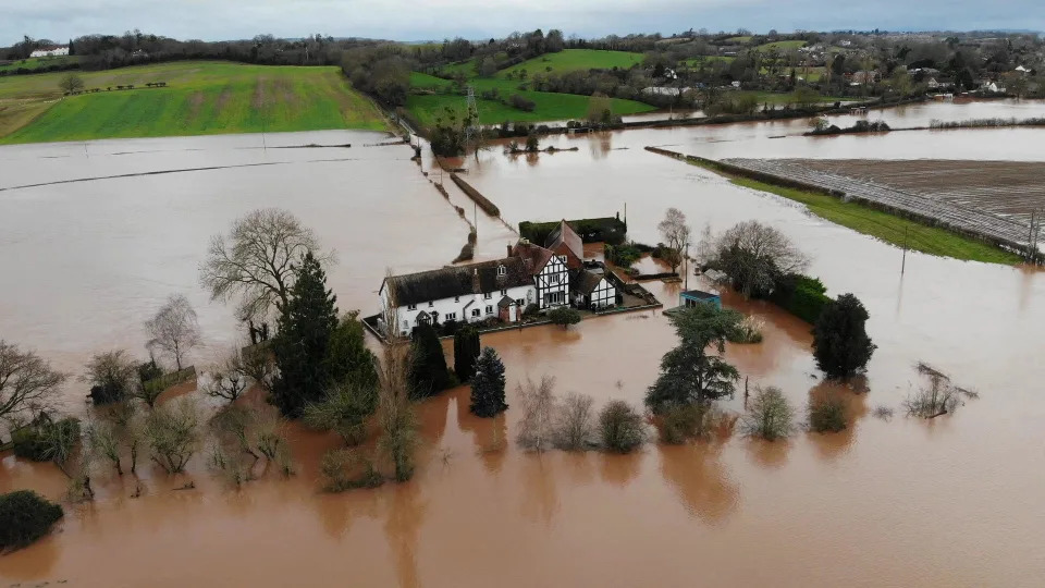 A view of the residence of Nick Lupton, who self-built a barrier that stops flood water from entering his home, in Worcester, Britain January 3, 2024. / Credit: Nick Lupton/Handout via REUTERS