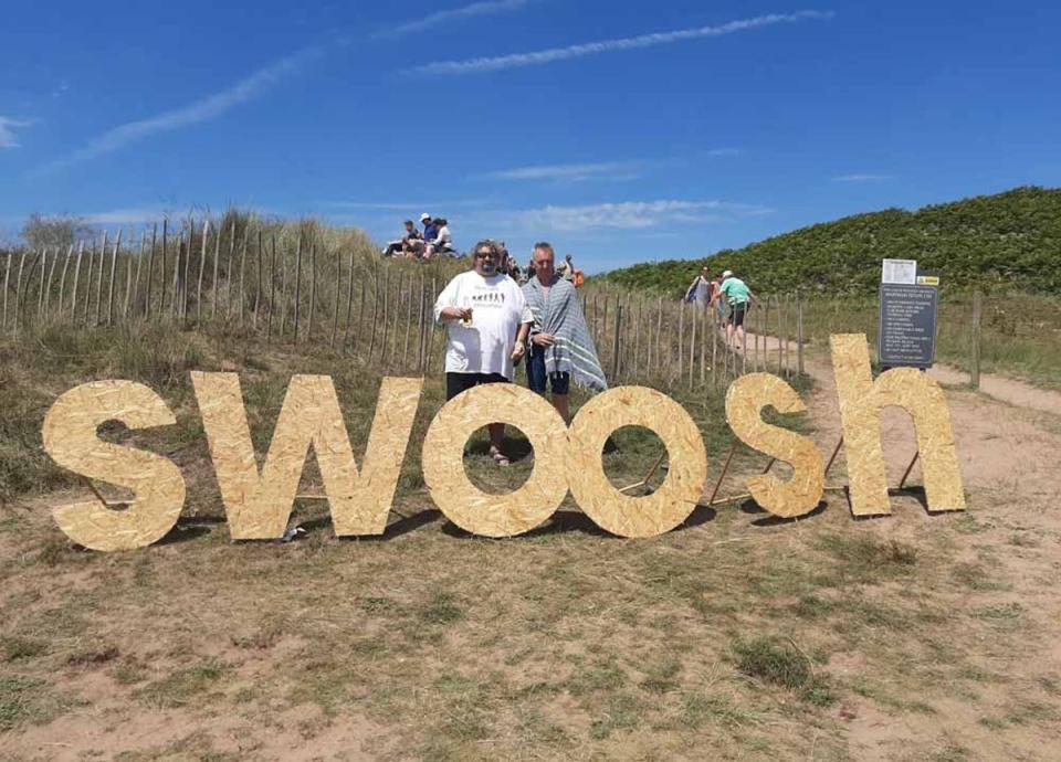 Stuart and Andy at the Bantham Swoosh. (Collect/PA Real Life)