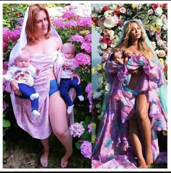 Women everywhere are spoofing Beyonce's twins photo