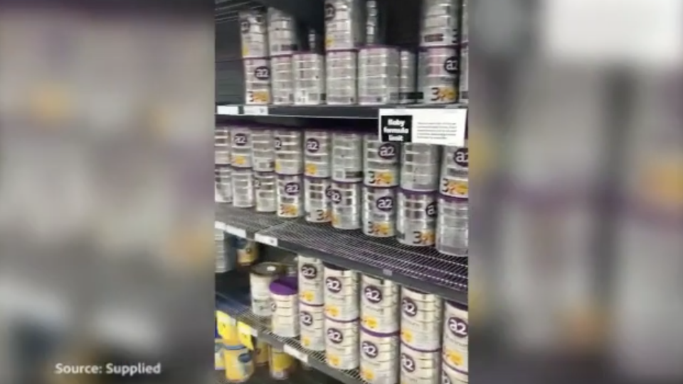 A woman claims customers were breaking Woolworths’ baby formula limit. Source: Supplied