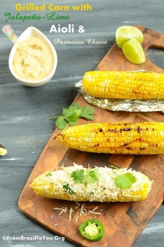 <p>Grilled Corn on the Cob is topped with a mildly spicy jalapeno-lime aioli and Parmesan cheese. It makes a delicious side to pair with your favorite grilled meats. <strong>Get the Recipe: <a href="https://www.easyanddelish.com/grilled-corn-on-the-cob-with-jalapeno-lime-aioli-and-parmesan-cheese/" rel="nofollow noopener" target="_blank" data-ylk="slk:Grilled Corn on the Cob;elm:context_link;itc:0;sec:content-canvas" class="link ">Grilled Corn on the Cob</a></strong></p>