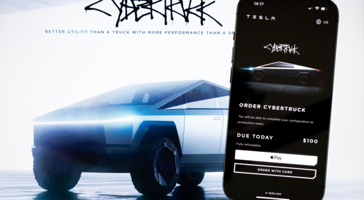 Website and online order form of Tesla's (TSLA) electric pickup truck Cybertruck.