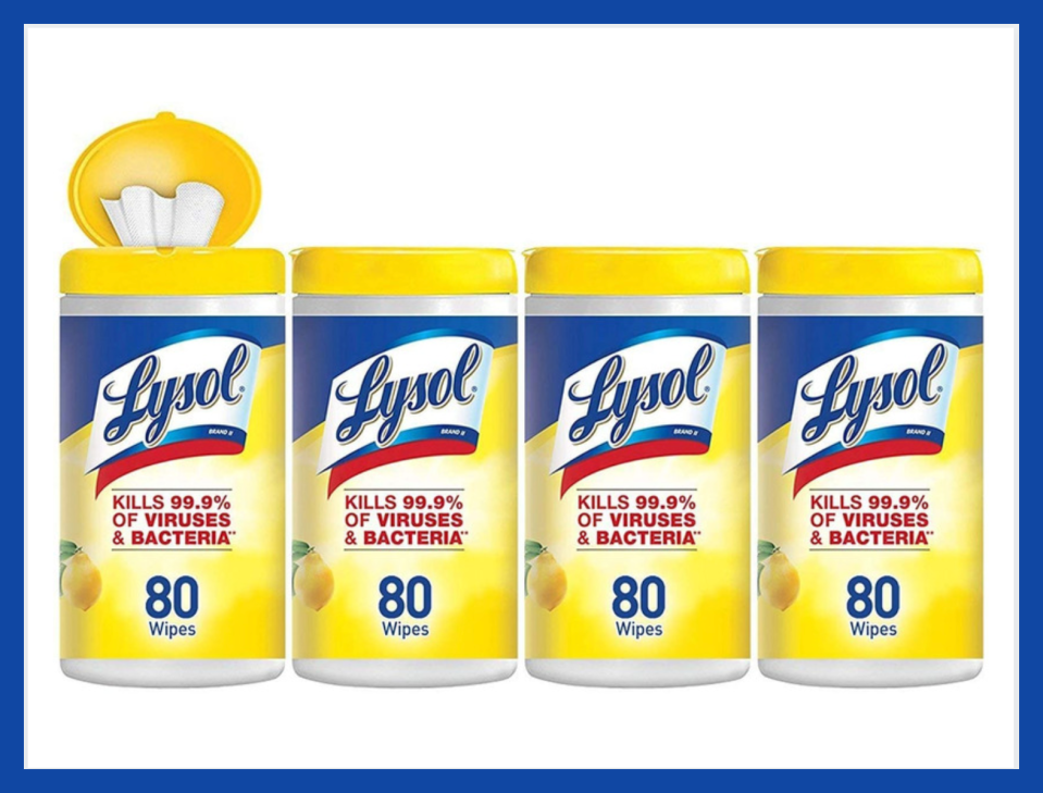 Lysol Disinfecting Wipes, Lemon & Lime Blossom (two-pack). (Photo: Amazon)