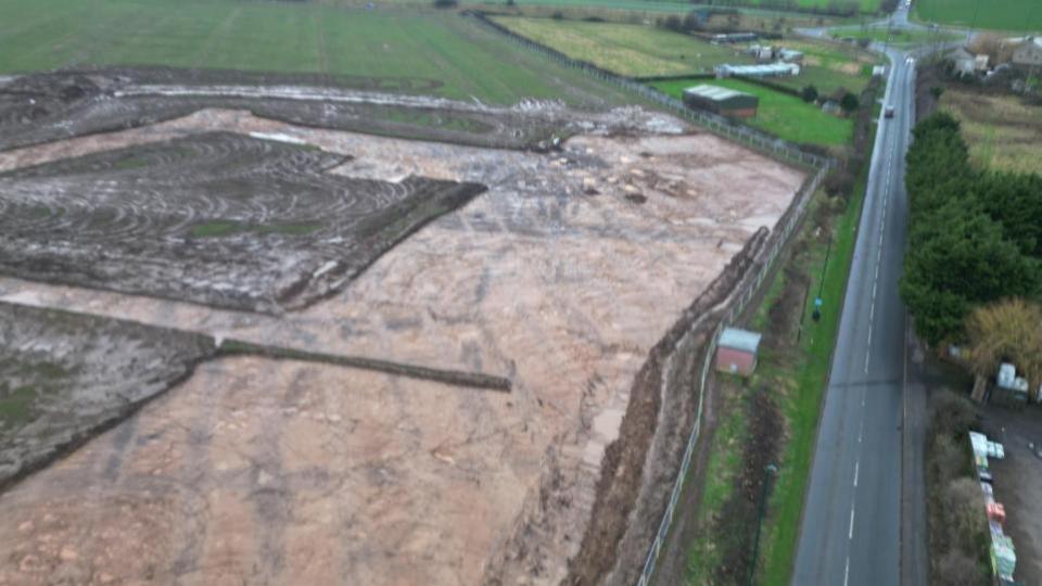 Darlington and Stockton Times: Aerial view of the site with Longbeck Road on the right.  Image/credit: Karl Steanson