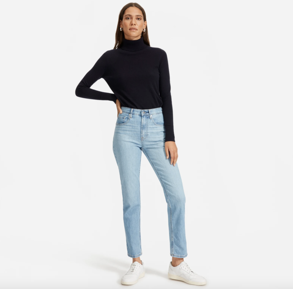 High-waisted and a relaxed fit throughout the leg make these a great option to wear every day. (Photo: Everlane)