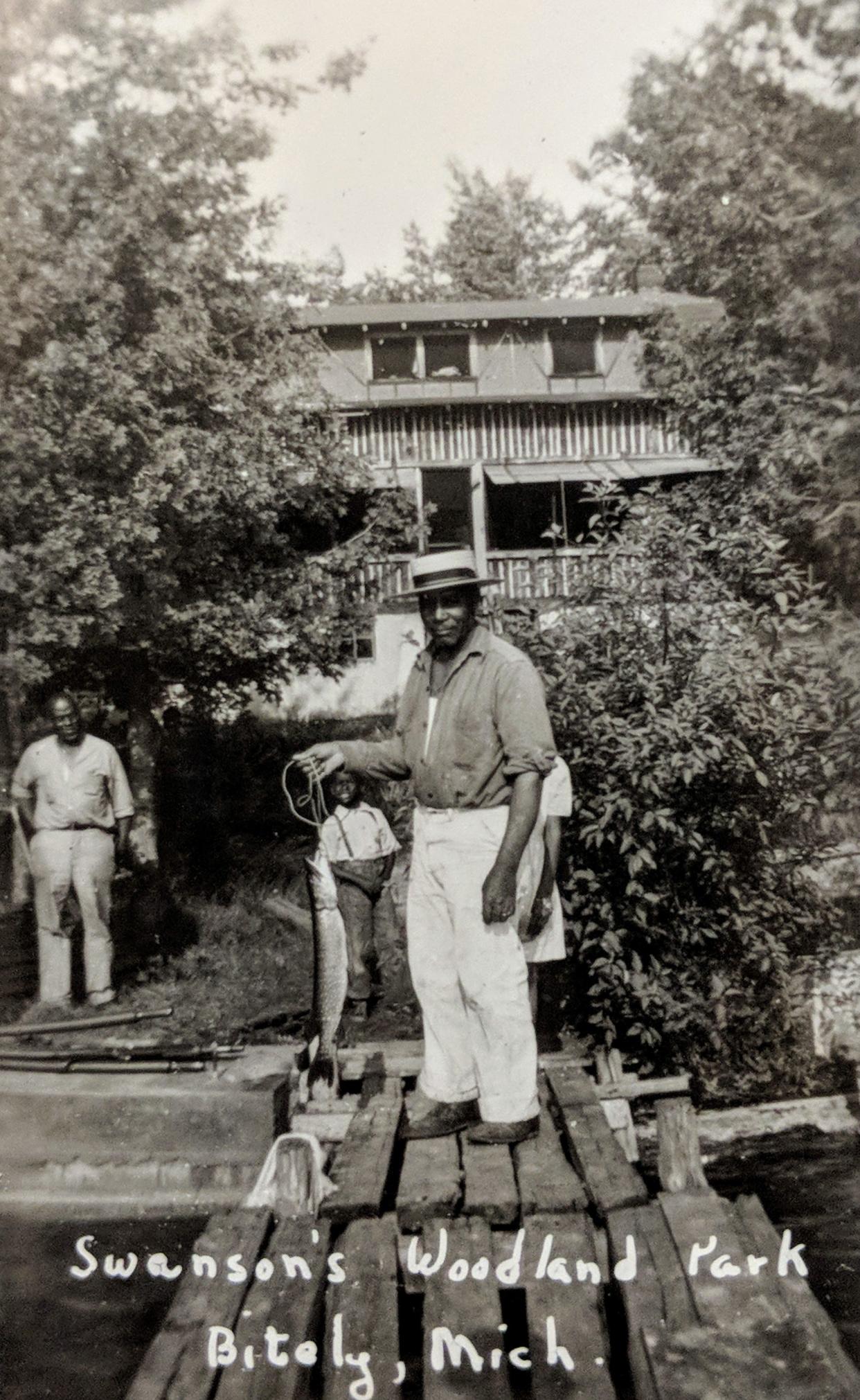 This is a postcard from Swanson’s Point at the Woodland Park resort in Newaygo County. Monroe native Ella Foster Auther made the resort a prime destination for blacks and others beginning in the 1920s.