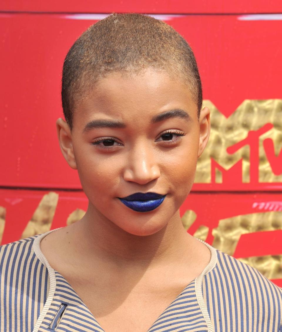 <p>While Amandla Stenberg was known for her hair, the actress was excited to try out a buzzcut for her role as Leyna in <em>When Hands Touch</em>. </p>