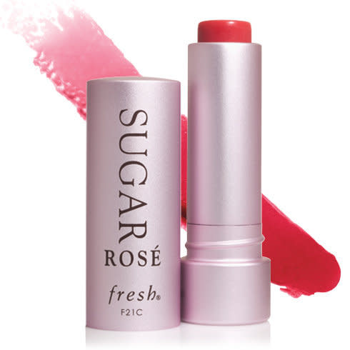 <strong><a href="https://www.fresh.com/US/all-tint/sugar-ros%C3%A9-tinted-lip-treatment-sunscreen-spf-15/H00001528.html" target="_blank" rel="noopener noreferrer">Fresh Sugar Ros&eacute; tinted lip treatment (seen here in Rose)</a>; available in 17 shades, $24</strong>