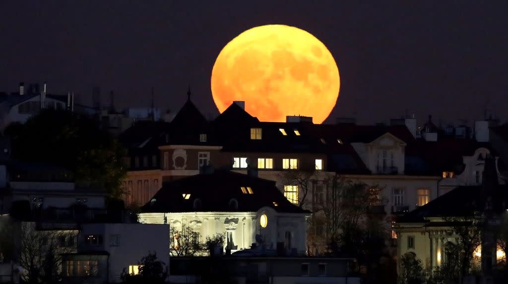 The supermoon rises in Prague, Czech Republic November 14, 2016.