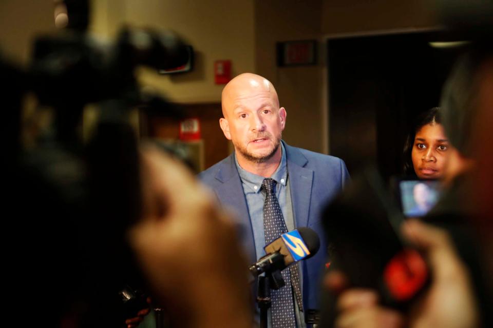 Deputy District Attorney Paul Hagerman can be seen answering questions after a trial date for August 12, 2024 has been set for the former police officers charged in the death of Tyre Nichols, Tadarrius Bean, Demetrius Haley, Emmitt Martin III and Justin Smith at Shelby County Criminal Justice Center on November 06, 2023 in Memphis, Tenn.