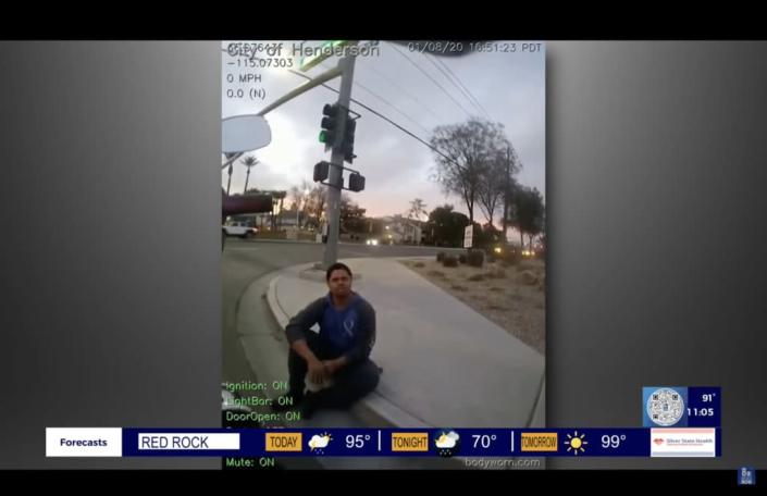 Screenshot of Shane Lee Brown, 25, from a viral bodycam video.  (YouTube/8 News NOW Las Vegas 8 News NOW Las Vegas)