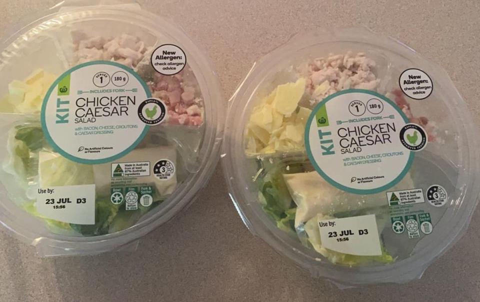 Woolworths chicken caesar salad kit given to customer.