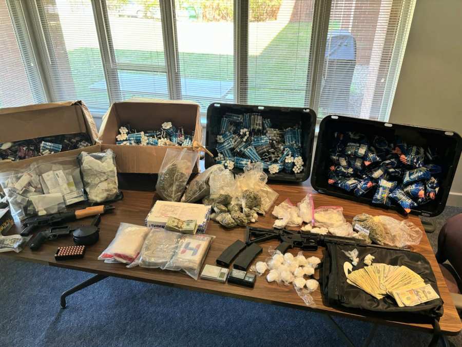 Drugs and guns authorities seized during a search warrant. (Photo Courtesy: Nelson County Sheriff’s Office)