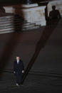 <p>Incoming French President Emmanuel Macron walks towards the stage to address his supporters at the Louvre Palace in Paris, Sunday May 7, 2017. Polling agencies have projected that centrist Macron will be France’s next president, putting a 39-year-old political novice at the helm of one of the world’s biggest economies and slowing a global populist wave. (Christophe Ena, Pool via AP) </p>