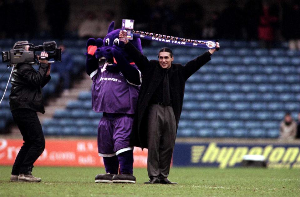 The Chairman of fictional team Harchester United from Sky One’s ‘Dream Team’ programme is filmed on the pitch at half time (Photo by Jed Leicester/EMPICS via Getty Images)