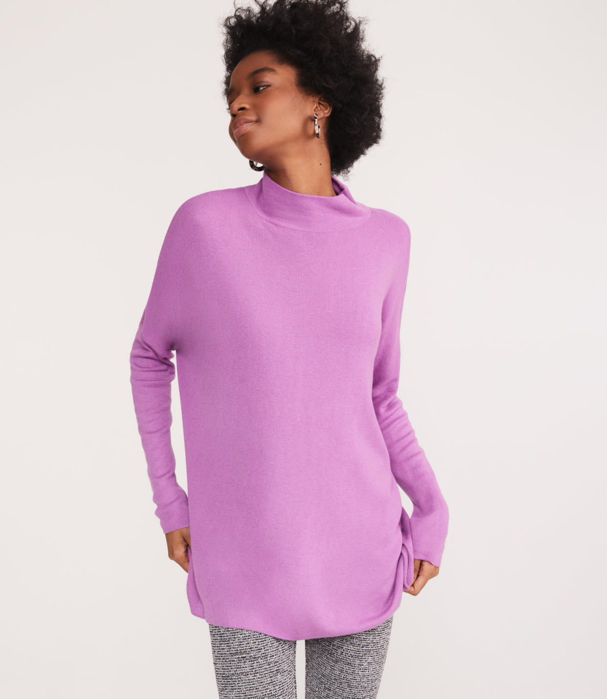 Lou & Grey Cozy Mock Neck Tunic Sweater (Photo: loft)