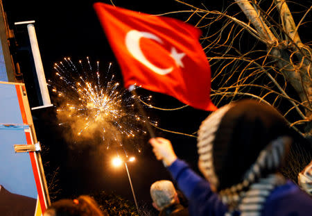 Fireworks are seen in Istanbul, Turkey April 1, 2019. REUTERS/Kemal Aslan