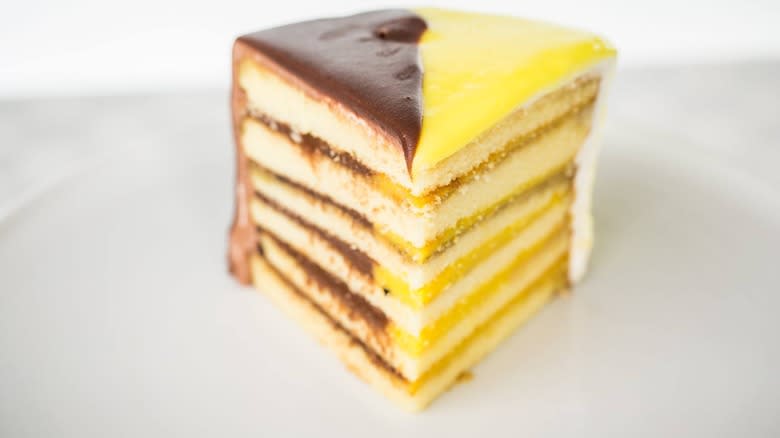 chocolate lemon doberge cake slice