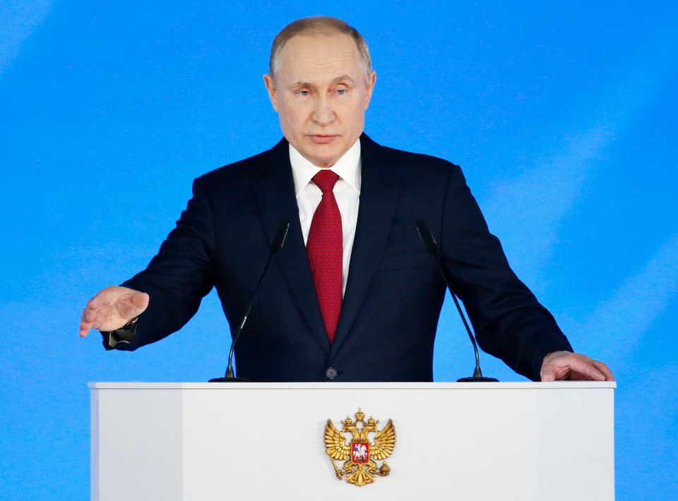 Russian President Vladimir Putin during his state of the nation address 