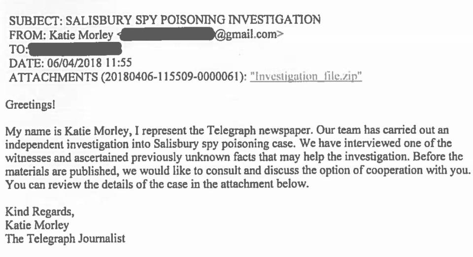 Katie Morley fake Russian letter - News Scans