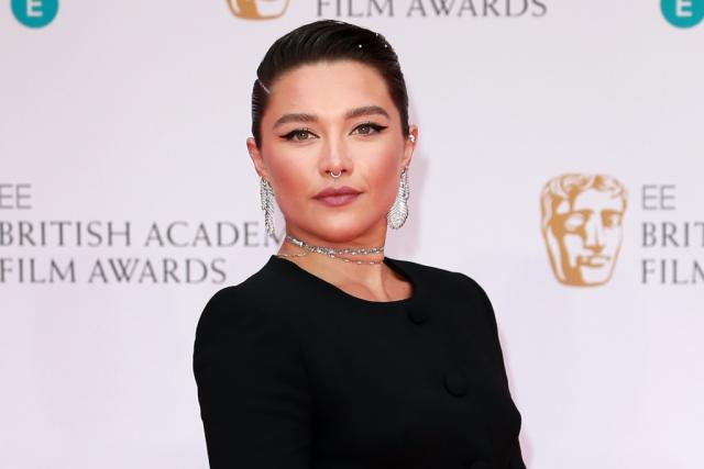 Florence Pugh Gives the Little Black Dress a Twist With Dramatic Bow Detail  and Heels at BAFTAs