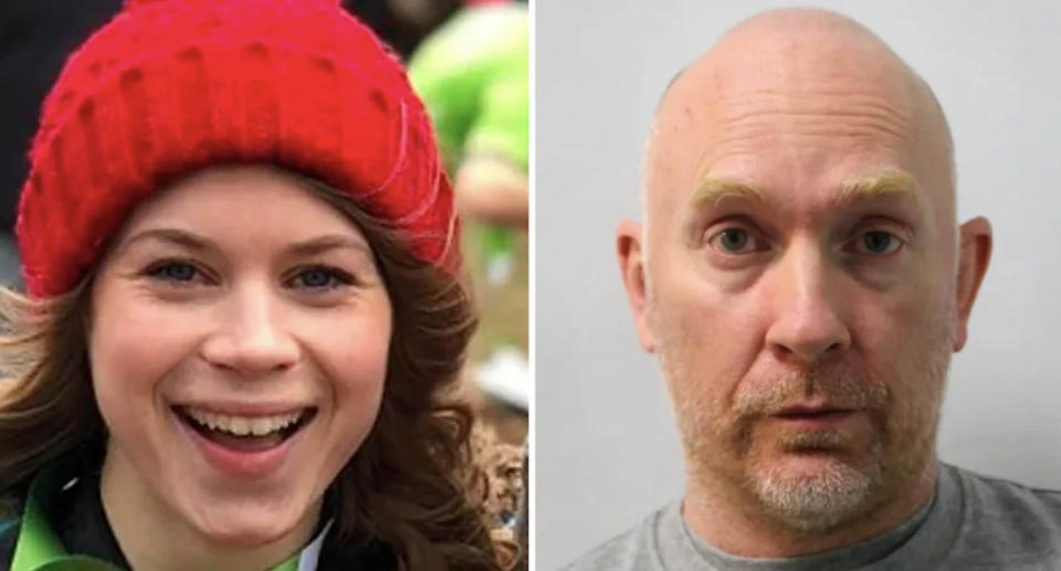 Left is Sarah Everard and on the right is her killer Wayne Couzens, a former Met Police officer.