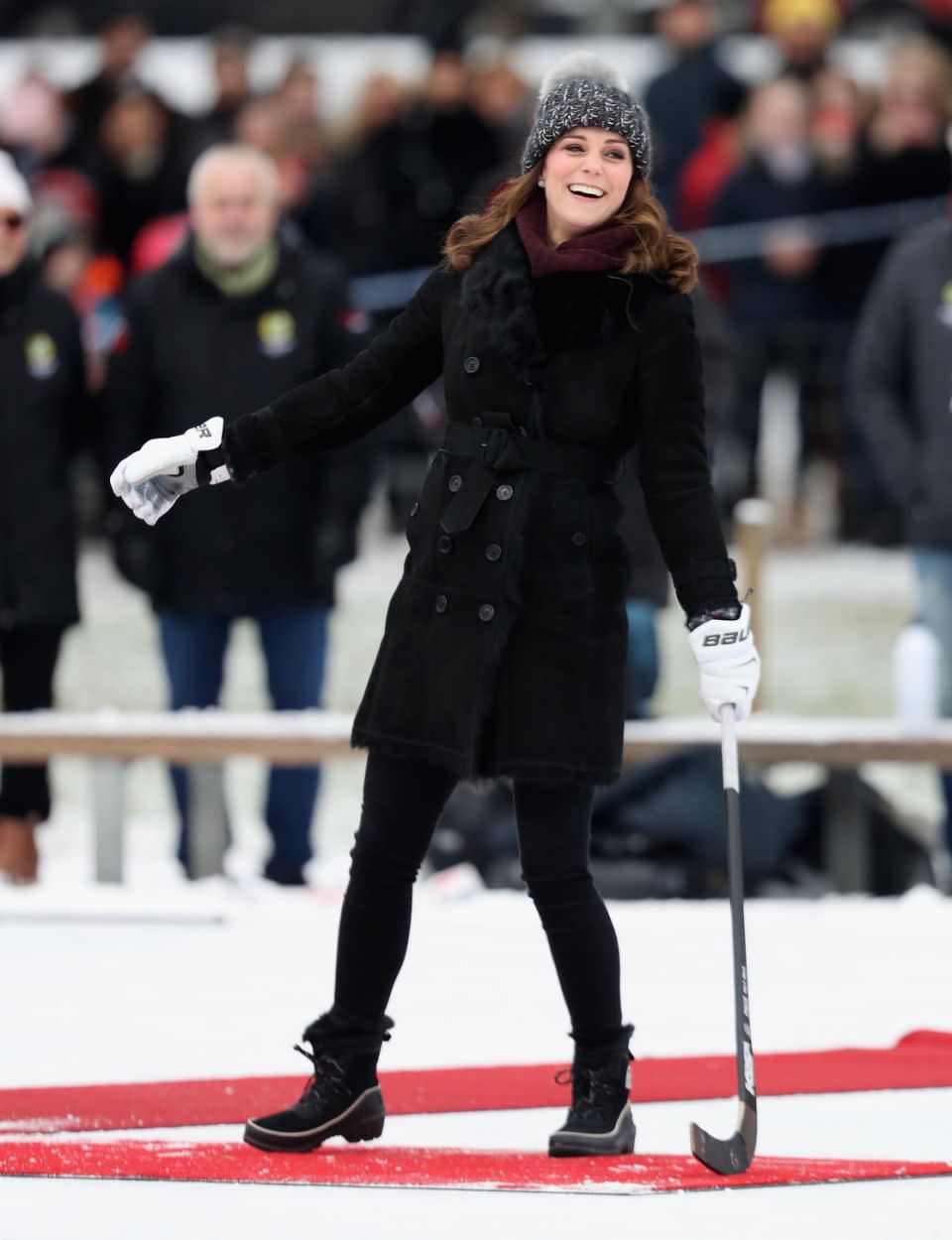 Pregnant Kate wisely decided to stay on carpet rather than risk ice-skating. Photo: Getty