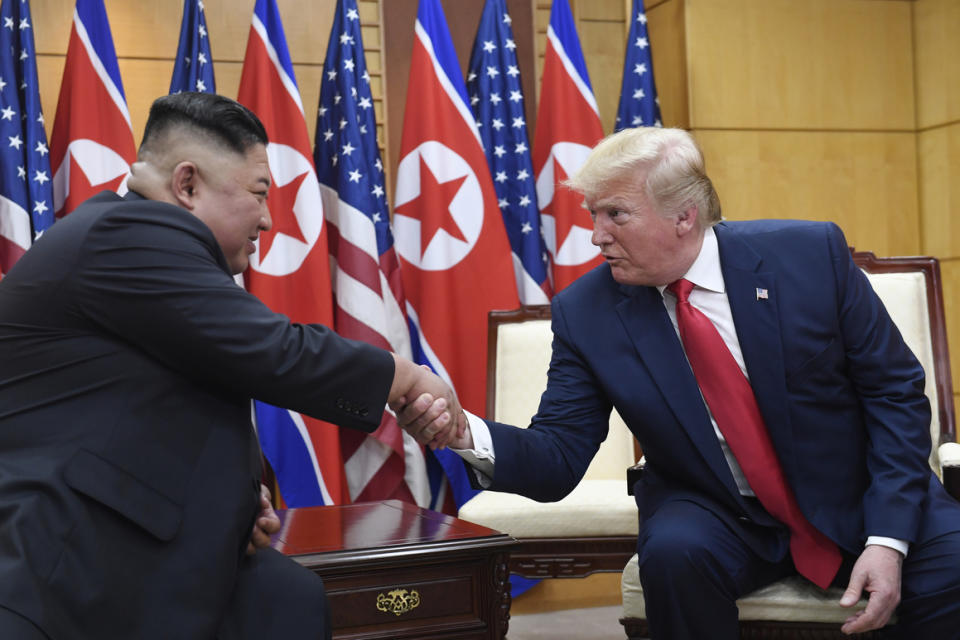 President Donald Trump meets with North Korean leader Kim Jong Un at the border village of Panmunjom in June.