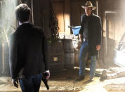 <p>It was crowned <a href="https://www.yahoo.com/tv/justified-most-satisfying-series-finale-129287174690.html" data-ylk="slk:Most Satisfying Series Finale;outcm:mb_qualified_link;_E:mb_qualified_link;ct:story;" class="link rapid-noclick-resp yahoo-link">Most Satisfying Series Finale</a> in our inaugural reader-voted Yahooies! for good reason: It had everything longtime fans could want in an hour of <i>Justified</i>, from a beautifully-filmed showdown between Raylan (Timothy Olyphant) and bad guy Boon (Jonathan Tucker) to the perfect final exchange between Raylan and Walton Goggins’s Boyd (“We dug coal together.” “That’s right.”). The writers stayed true to the characters while still giving viewers a hopeful flash-forward ending: Ava (Joelle Carter) is raising a son who’s as buttoned-up as his daddy. Raylan and Winona (Natalie Zea) still have that spark even though they’re parenting their daughter separately. And Boyd’s in prison, where he has a captive audience. <i>— Mandi Bierly</i><br></p><p><i>(Credit: FX)</i></p>