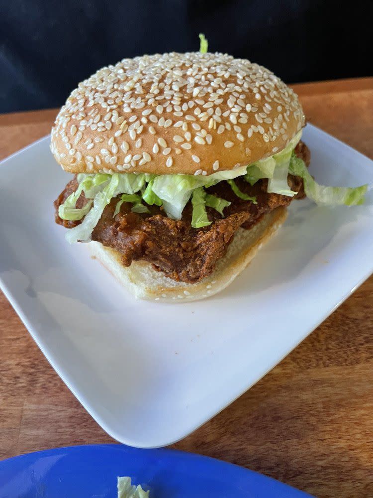 fried chicken sandwich from Crispy Gai in Portland