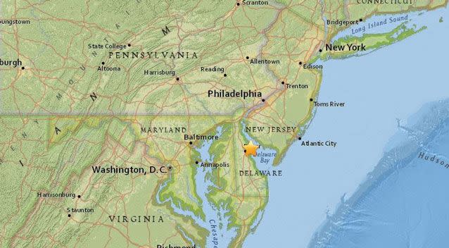 The quake, previously reported at magnitude 5.1 and then at 4.4, was centred in the Bombay Hook National Wildlife Refuge on Thursday. Photo: USGS