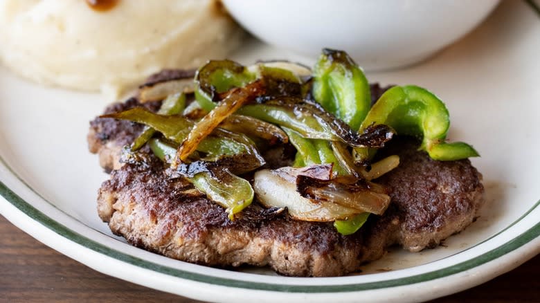 A veggie-topped steak from Hoss's