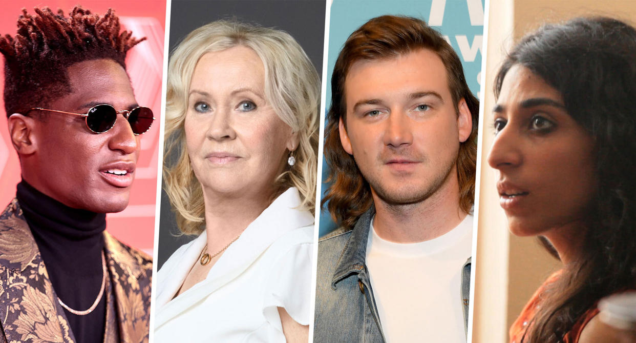 Jon Batiste, ABBA's Agnetha Faltskog, Morgan Wallen, Arooj Aftab (Photos: Getty Images, Capitol Records, Getty Images, New Amsterdam Records)