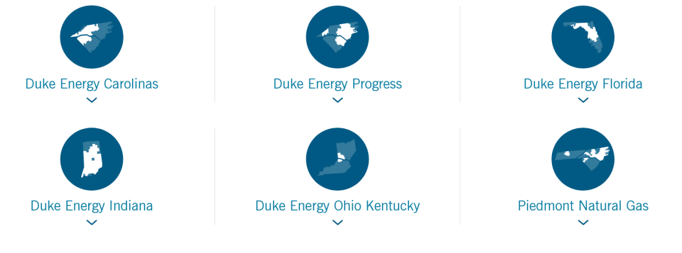 Duke Energy's service areas, according to the company's website.