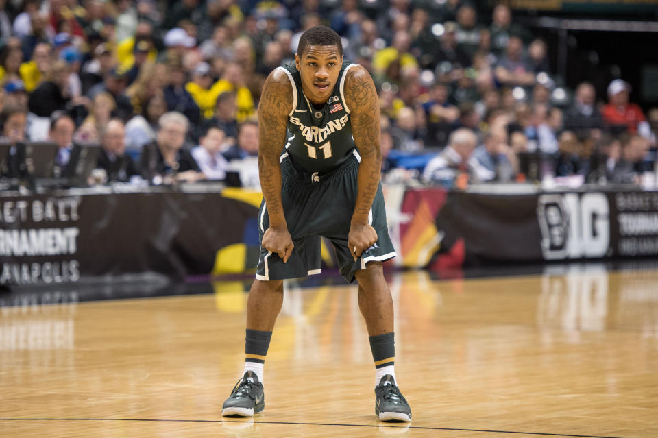 Keith Appling, seen here playing in the Big Ten Tournament in 2014, agreed to a prison sentence of up to 40 years for his role in the killing of 66-year-old Clyde Edmonds in 2021.