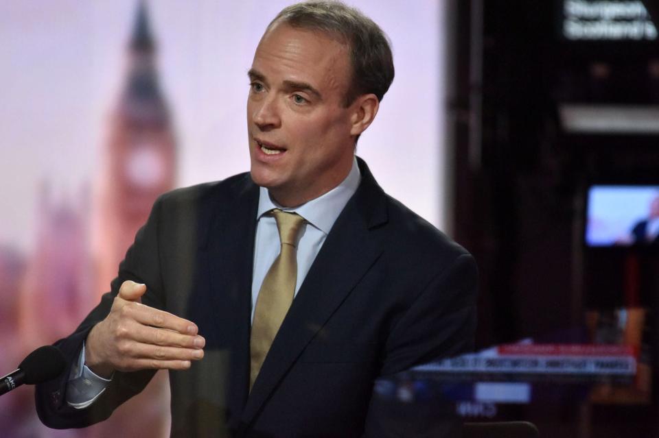 <p>Foreign Secretary Dominic Raab speaking to Andrew Marr on Sunday</p> (BBC/AFP via Getty Images)