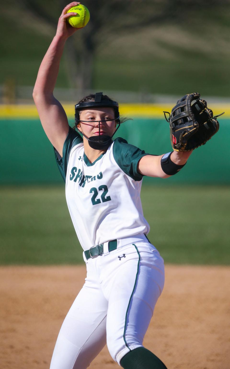 St. Mark's starter Carly Maxton throws in the fourth inning of the Spartans' 8-0 win against Delaware Military at St. Mark's, Thursday, March 30, 2023.