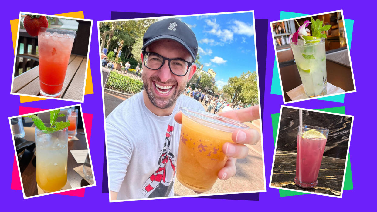 Whether you call them mocktails, zero-proof cocktails or non-alcoholic beverages, there are plenty of alcohol-free drinks to be found at Walt Disney World and Disneyland if you know where to look. (Photos: @michaeldoesdisney/Yahoo Life)