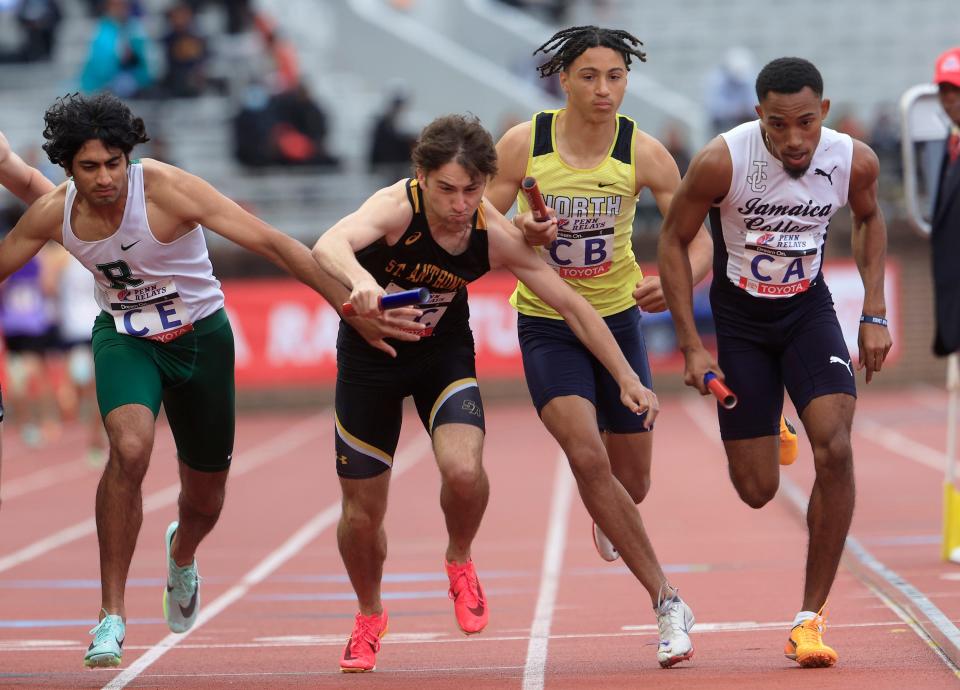 Toms River North Camryn Thomas battles for position in the 2023 Penn Relays