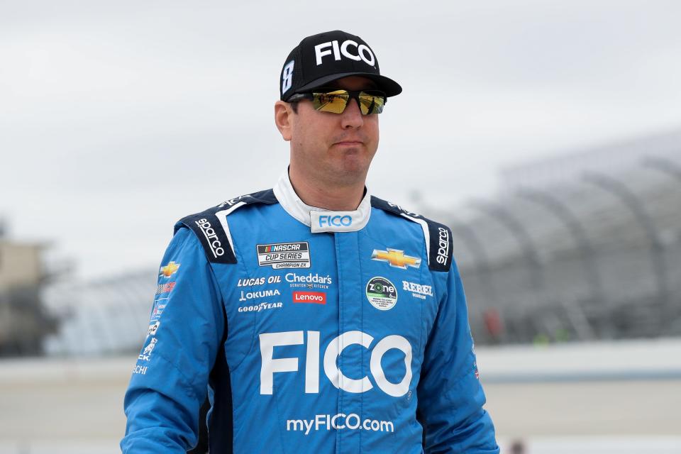 Apr 27, 2024; Dover, Delaware, USA; NASCAR Cup Series driver Kyle Busch walks on pit road during practice and qualifying for the Wurth 400 at Dover Motor Speedway. Mandatory Credit: Matthew O'Haren-USA TODAY Sports