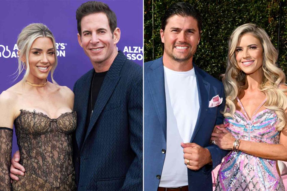 <p>Lila Seeley/Getty; Michael Buckner/Variety via Getty</p> (L) Heather Rae El Moussa, Tarek El Moussa, (R) Joshua Hall, Christina Hall 