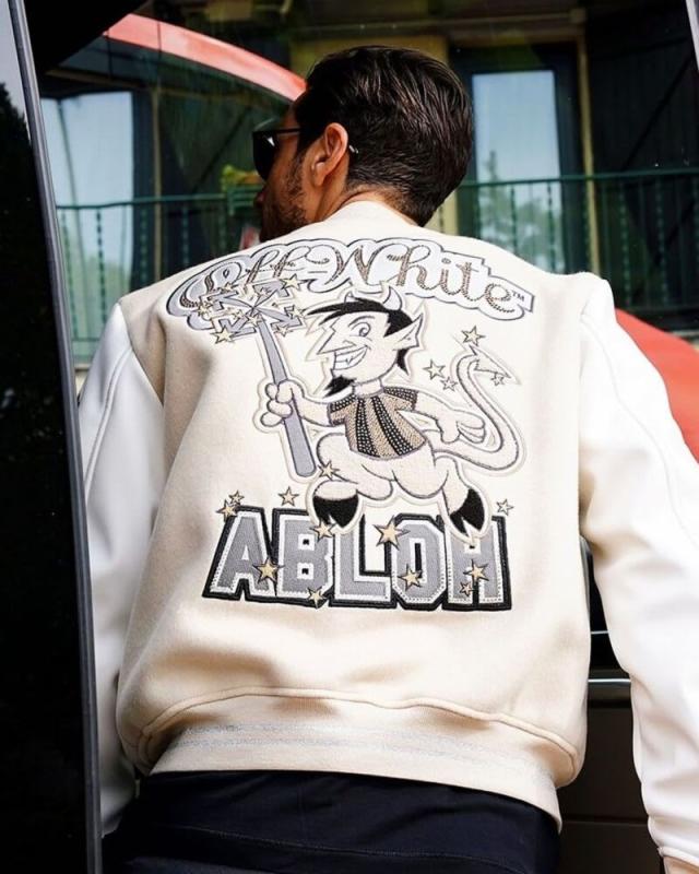 AC Milan Off White Varsity Jacket - The Movies Jackets