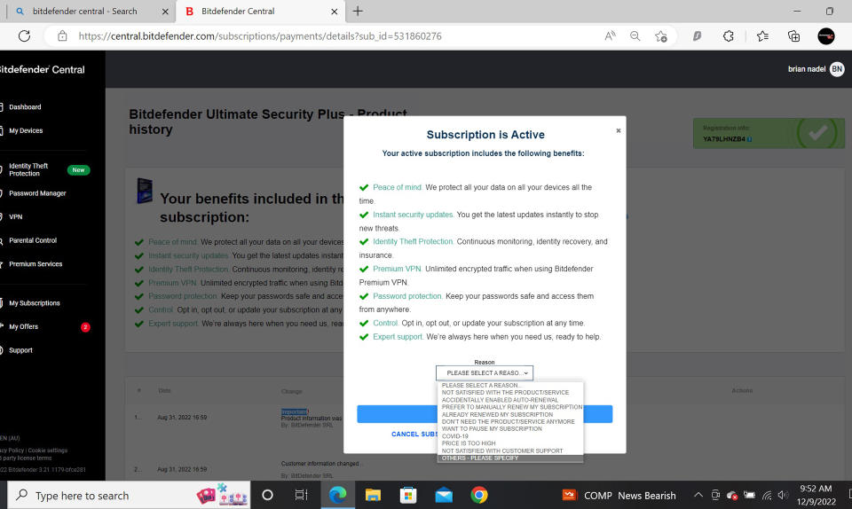 Bitdefender Ultimate Security Plus app screenshot