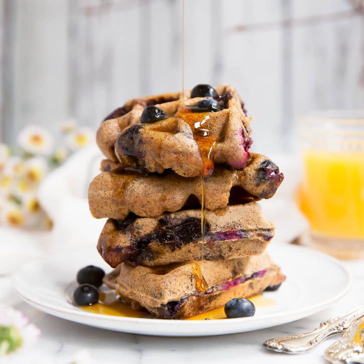 Almond Butter Paleo Blueberry Waffles