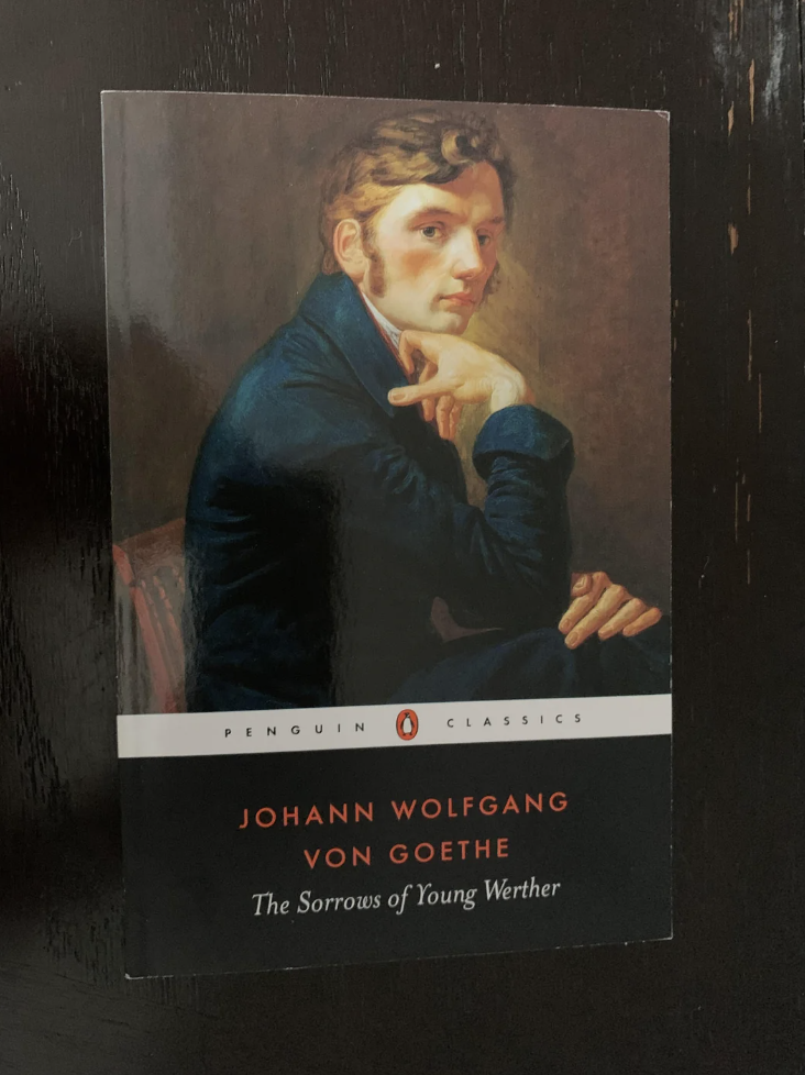 The book is The Sorrows of Young Werther by Johann Wolfgang Von Goethe